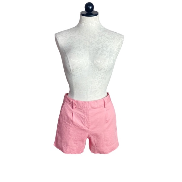 Theory Lynie Linen Cotton Salmon Pink Slim Fit Shorts - Picture 1 of 8